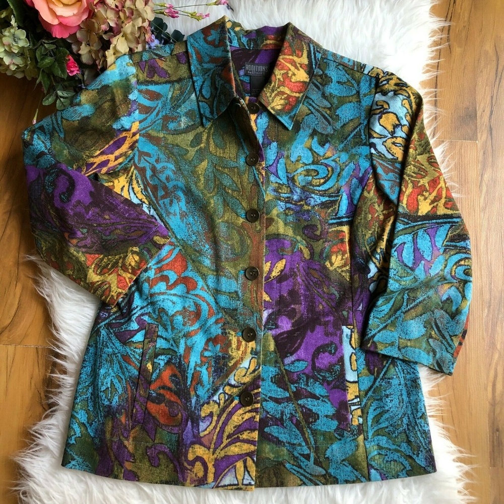 Additions by Chicos 3/4 Sleeve Button Shirt Jacket - Picture 1 of 5